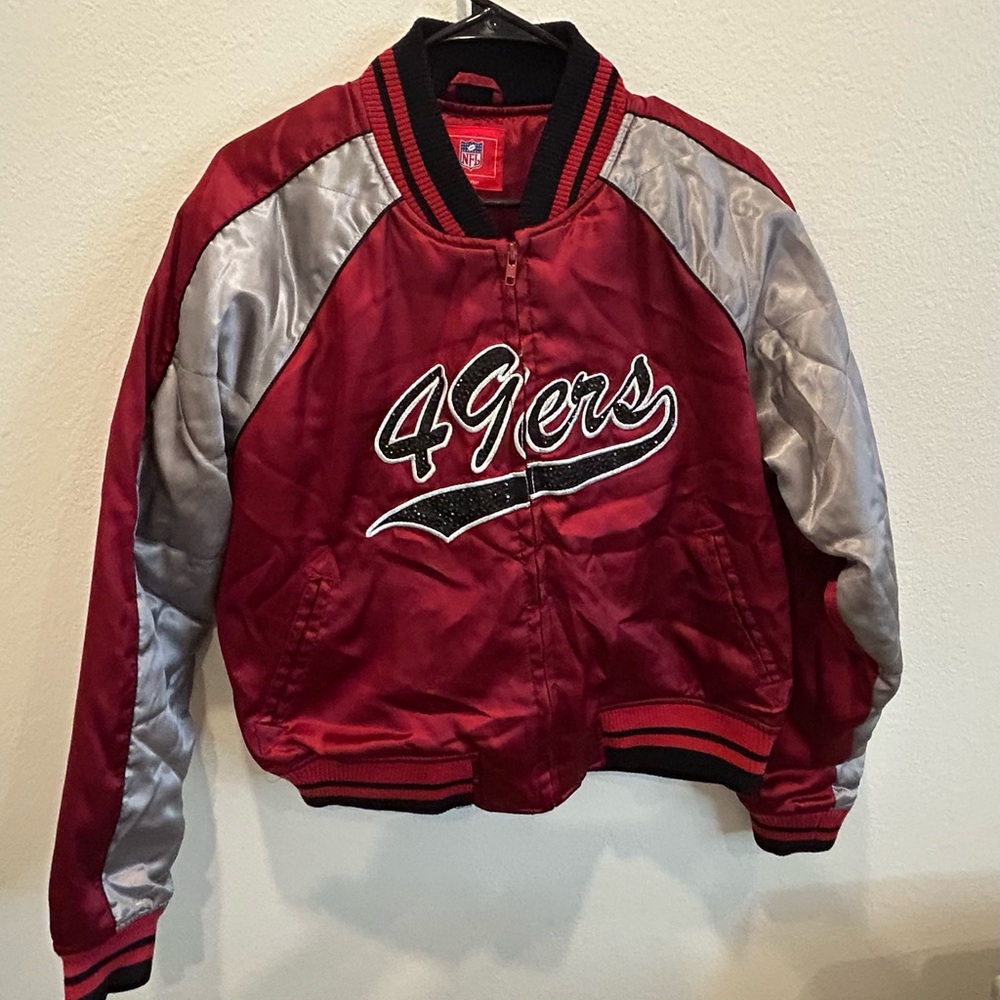 NFL Women's Red and Silver Varsity Jacket